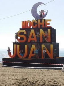 Noche de San Juan sign at the beach